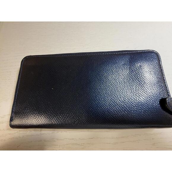 Coach Navy Blue Leather Zip-Around Wallet - Picture 2 of 7